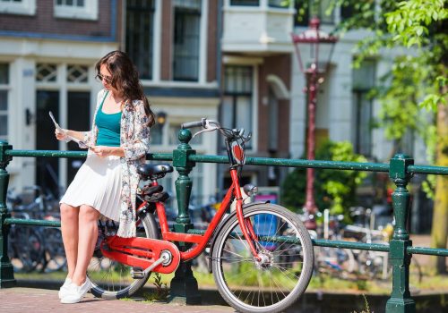 Cyclist in a city