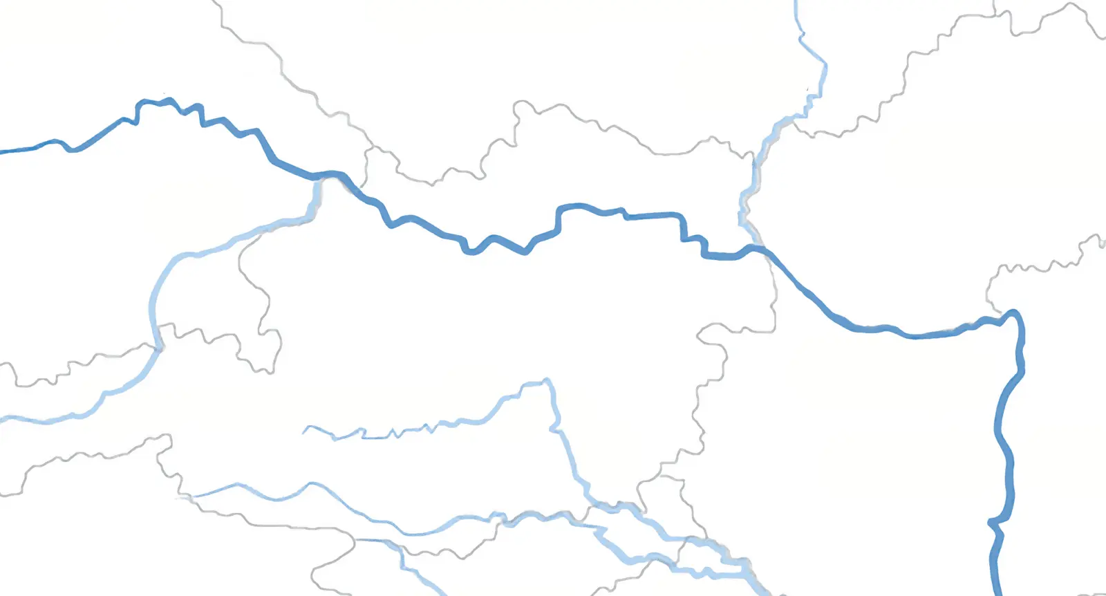 Karte der Donau von Regensburg bis Budapest